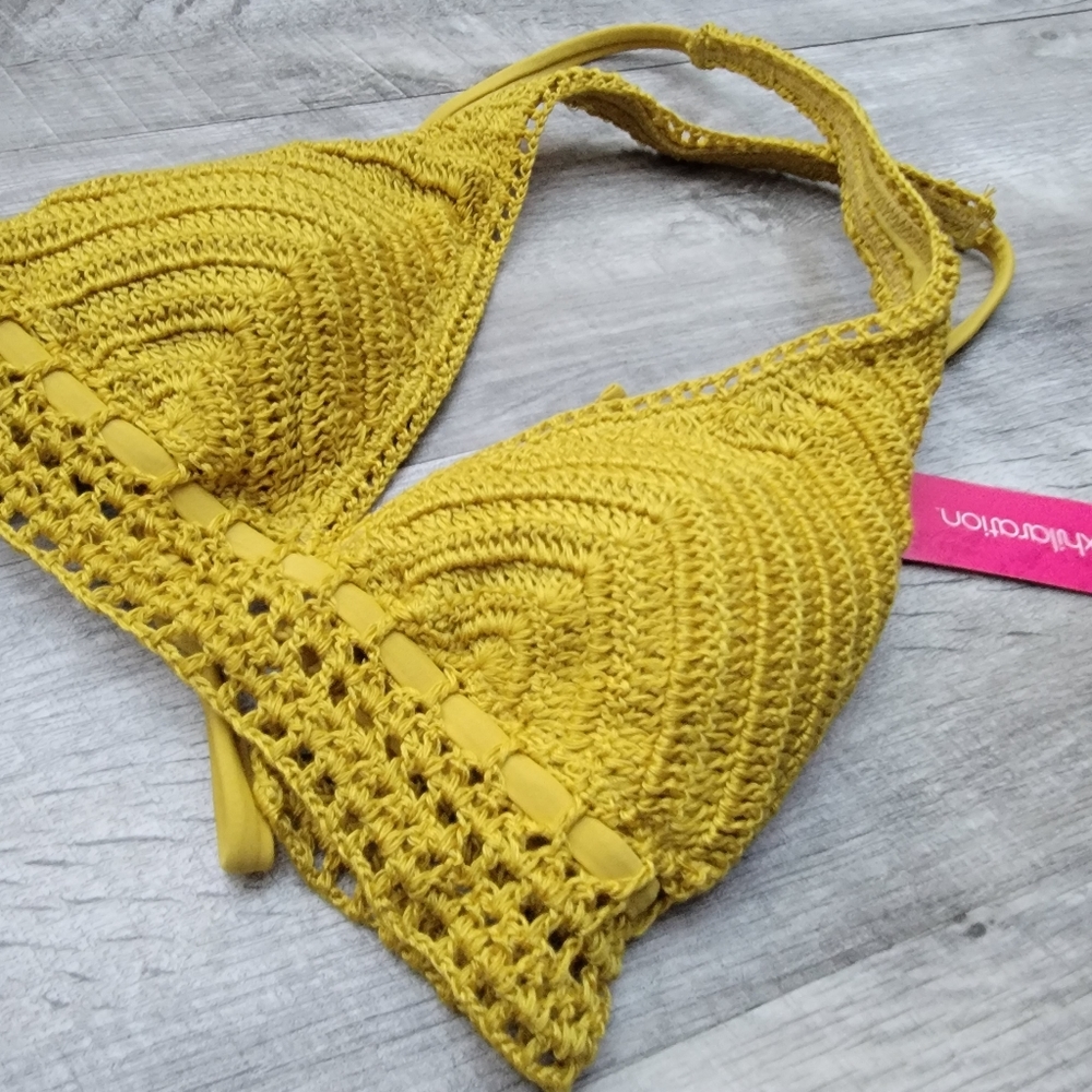 Women's Crochet Triangle Bikini Top - Xhilaration™ Saffron Green- various size